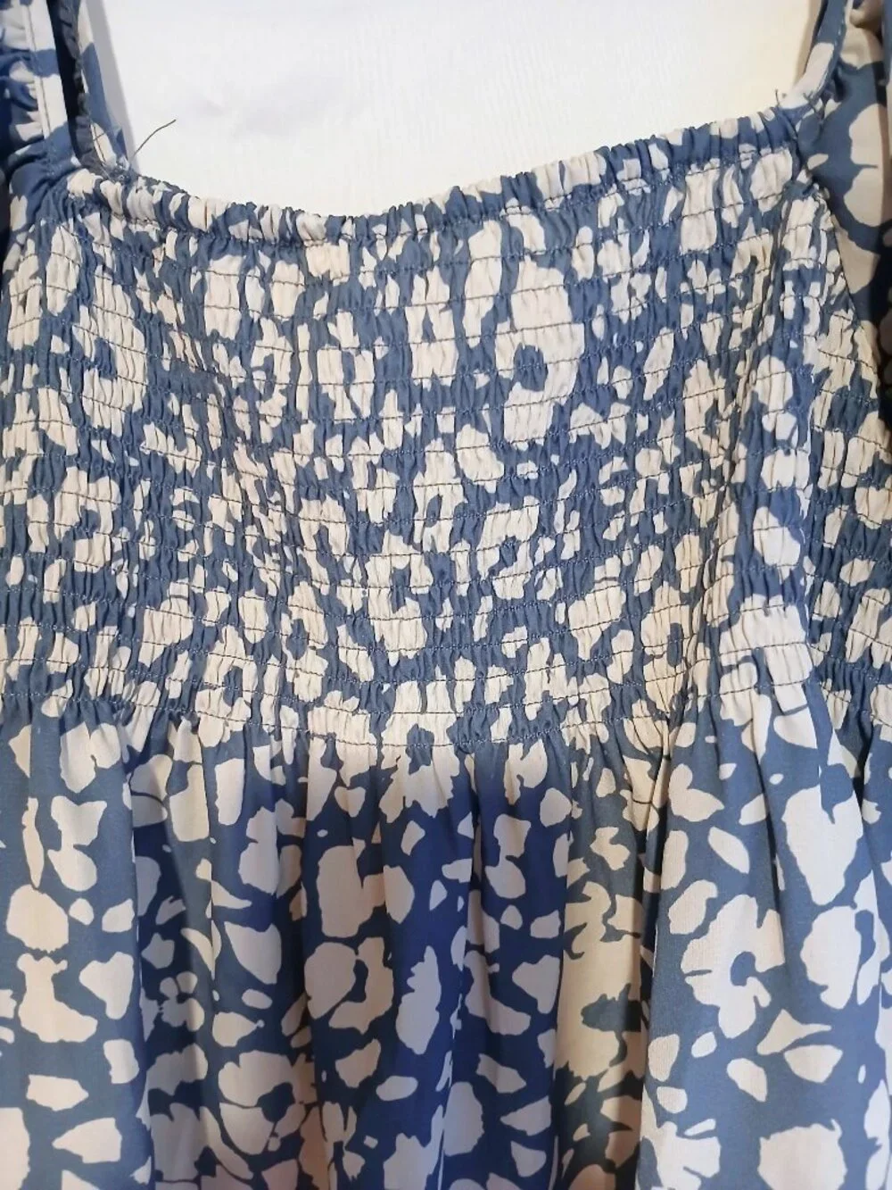By Together Blue White Floral Smocked Crop Top S Boho Cottagecore Feminine